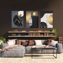 Altın Sessizlik Metal Çerçeveli Cam Tablo