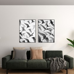 Serbest Akış Metal Çerçeveli Cam Tablo Seti