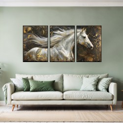 Rose quin 3'lü Metal Çerçeveli Cam Tablo