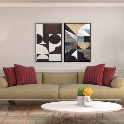 Tonlar Arasında Metal Çerçeveli Cam Tablo Seti