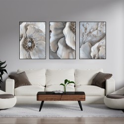  Çiçek Özü Detaylı Metal Çerçeveli Cam Tablo Seti