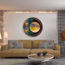 Tozlu Ufuk Metal Çerçeveli Yuvarlak Cam Tablo