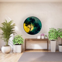 Doğanın Sade Yüzü Metal Çerçeveli Yuvarlak Cam Tablo