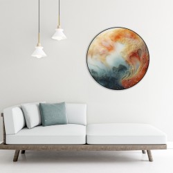 Mavi Rüzgar Metal Çerçeveli Yuvarlak Cam Tablo